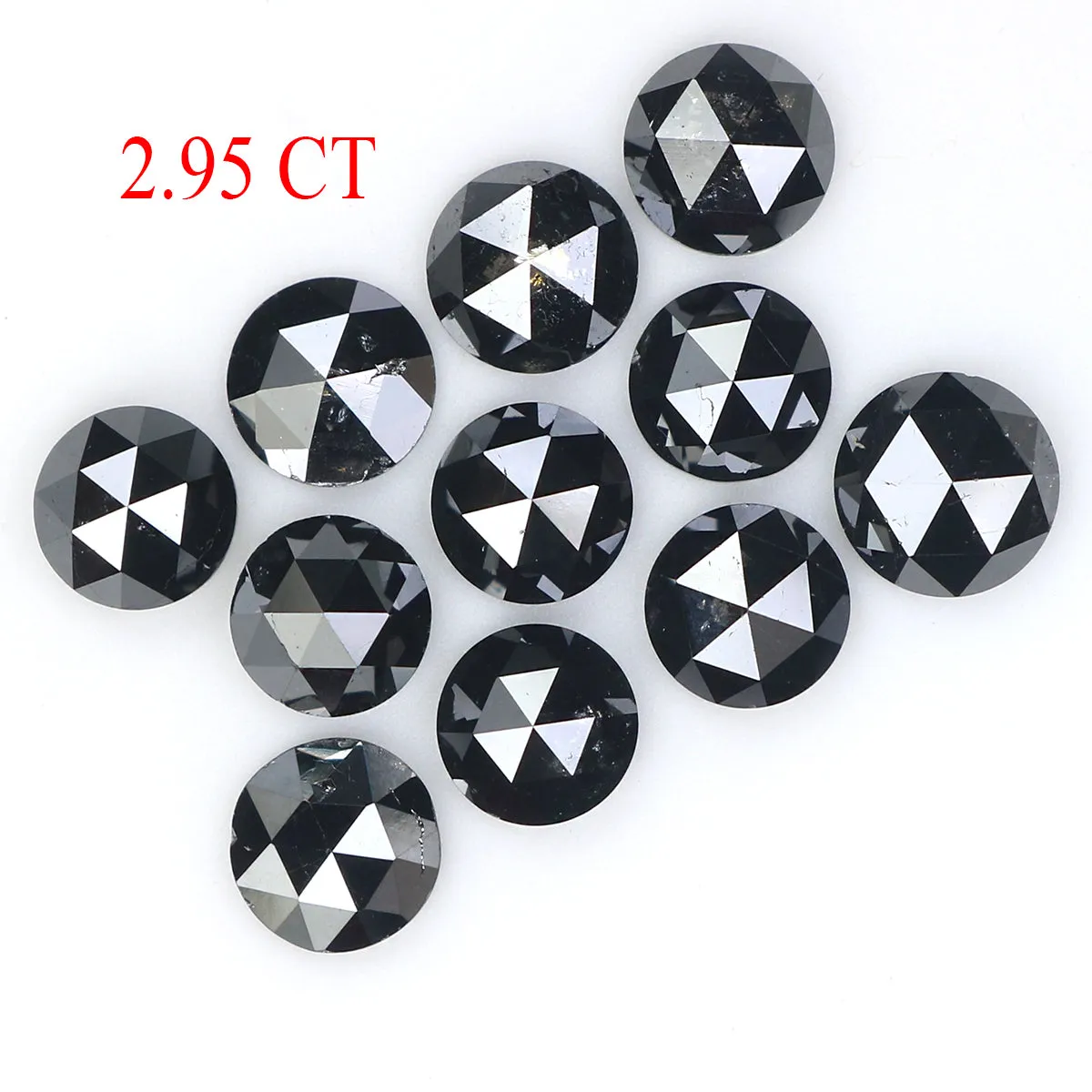 Natural Loose Round Rose Cut Diamond Black Color 2.95 CT 3.95 MM Rose Cut Shape Diamond L1753