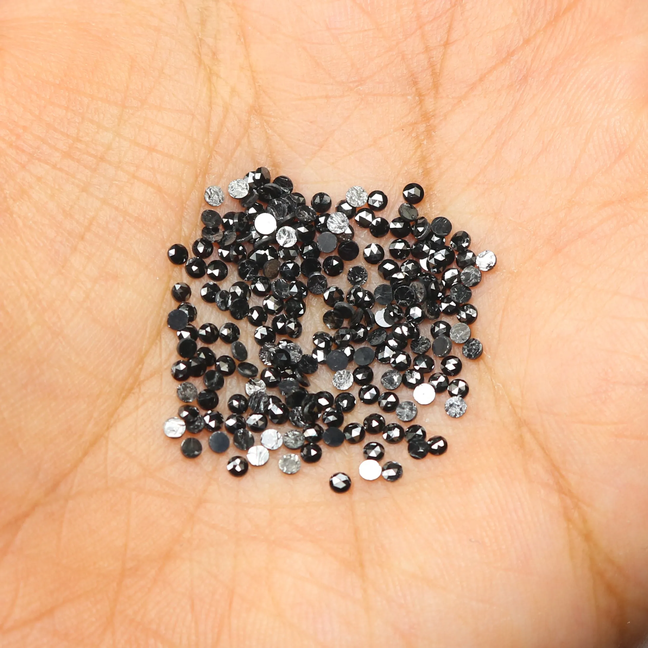 Natural Loose Round Rose Cut Diamond Black Color 3.01 CT 1.60 MM Rose Cut Shape Diamond L1886