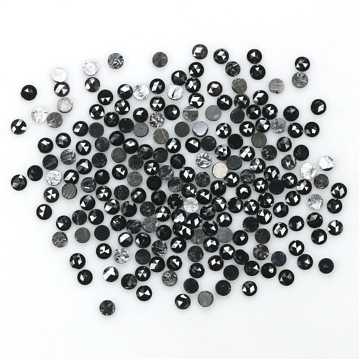 Natural Loose Round Rose Cut Diamond Black Color 3.01 CT 1.60 MM Rose Cut Shape Diamond L1886