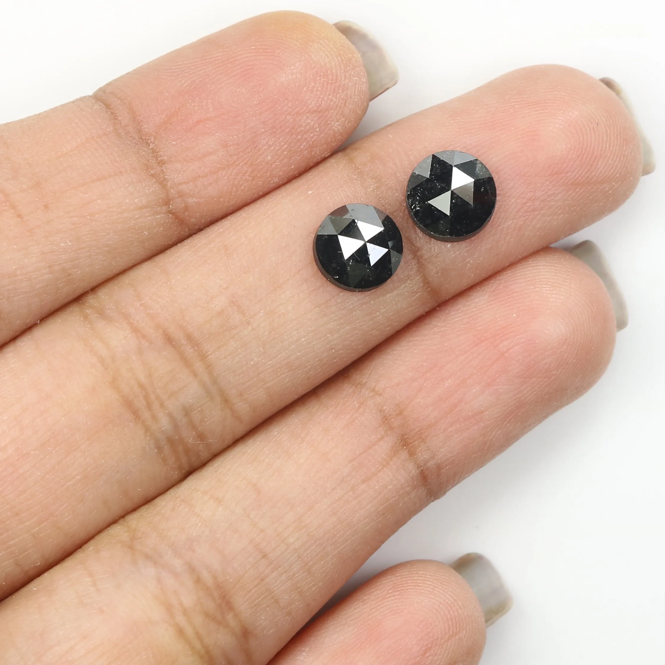 Natural Loose Round Rose Cut Diamond Black Color 3.01 CT 6.95 MM Rose Cut Shape Diamond L1691