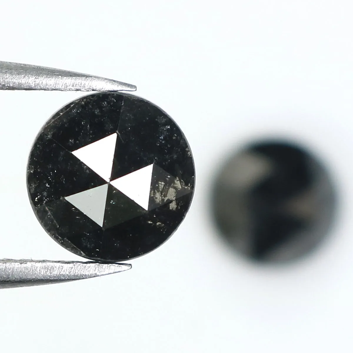 Natural Loose Round Rose Cut Diamond Black Color 3.01 CT 6.95 MM Rose Cut Shape Diamond L1691