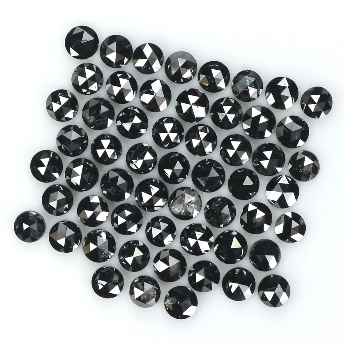 Natural Loose Round Rose Cut Diamond Black Color 3.07 CT 2.30 MM Rose Cut Shape Diamond L1810