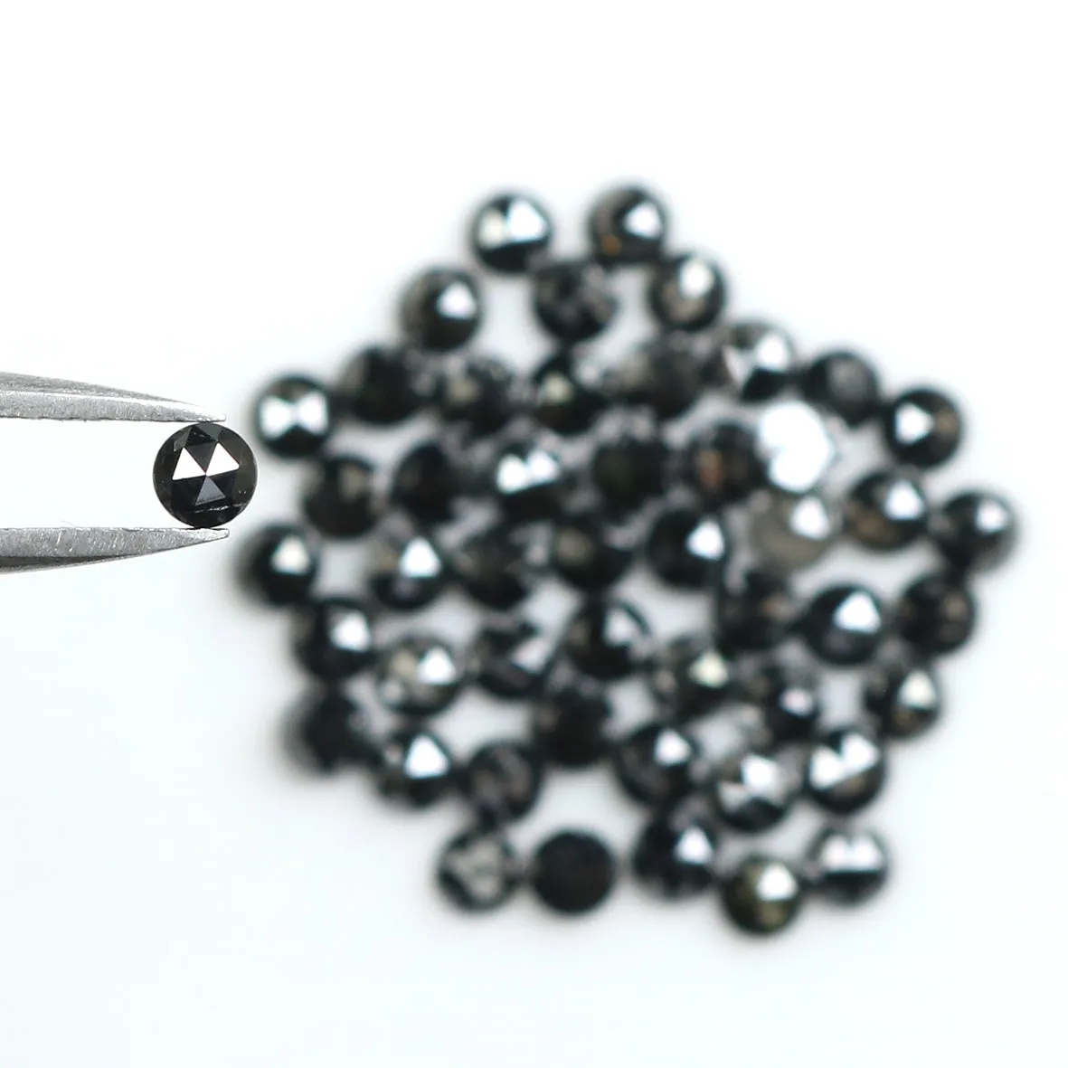 Natural Loose Round Rose Cut Diamond Black Color 4.72 CT 2.70 MM Rose Cut Shape Diamond L1761