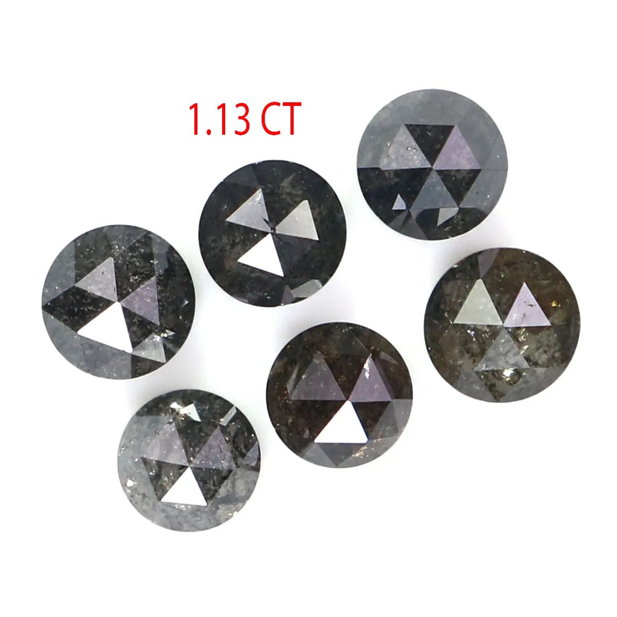 Natural Loose Round Rose Cut Salt And Pepper Diamond Black Grey Color 1.13 CT 3.16 MM Round Rose Cut Shape Diamond KR2557