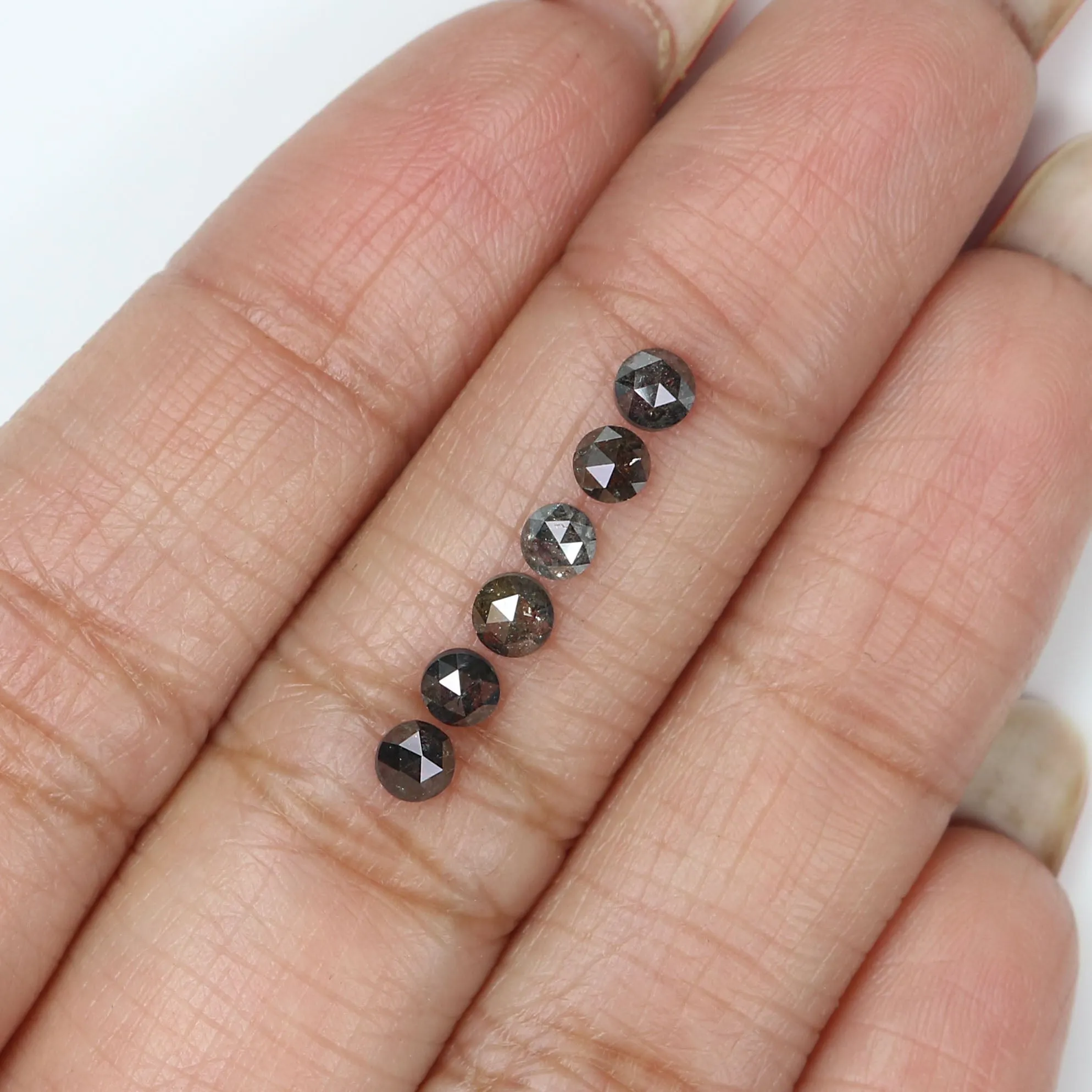 Natural Loose Round Rose Cut Salt And Pepper Diamond Black Grey Color 1.13 CT 3.16 MM Round Rose Cut Shape Diamond KR2557