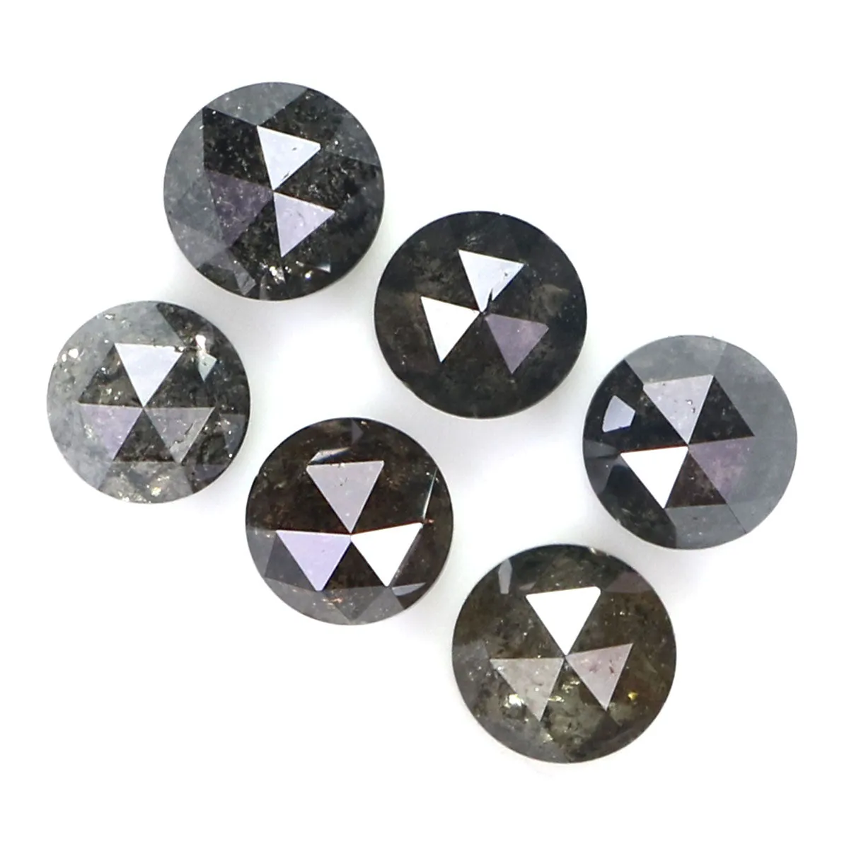 Natural Loose Round Rose Cut Salt And Pepper Diamond Black Grey Color 1.13 CT 3.16 MM Round Rose Cut Shape Diamond KR2557