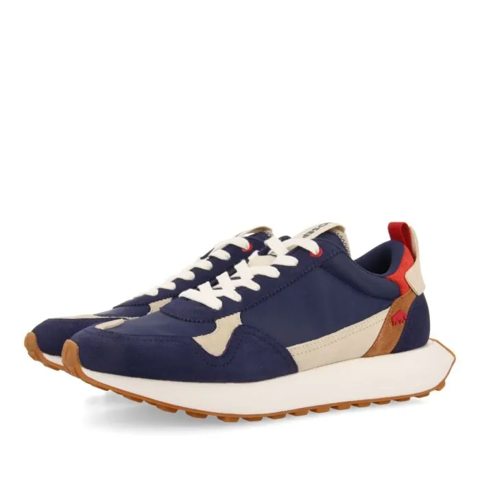 NAVY BLUE SNEAKERS WITH COLOR CONTRASTS FOR MEN ZENNOR