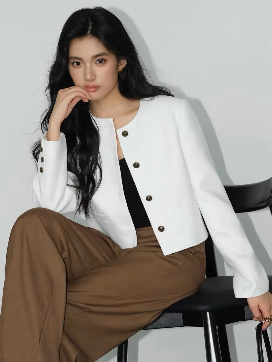 NEVA HU French style small fragrance jacket for women 2024 new style high-end temperament slim short cardigan top
