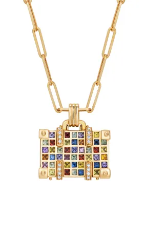 NeverNoT 14k Yellow Gold 'The World Is Yours' Colourful Small Suitcase