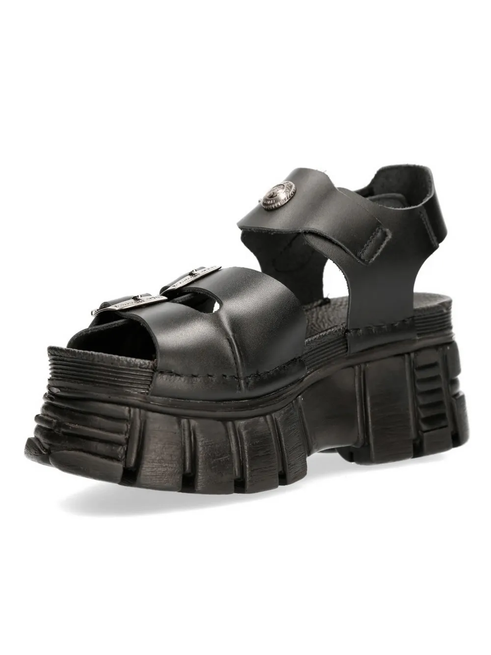 NEW ROCK Black Buckled Platform Sandals in Urban Style