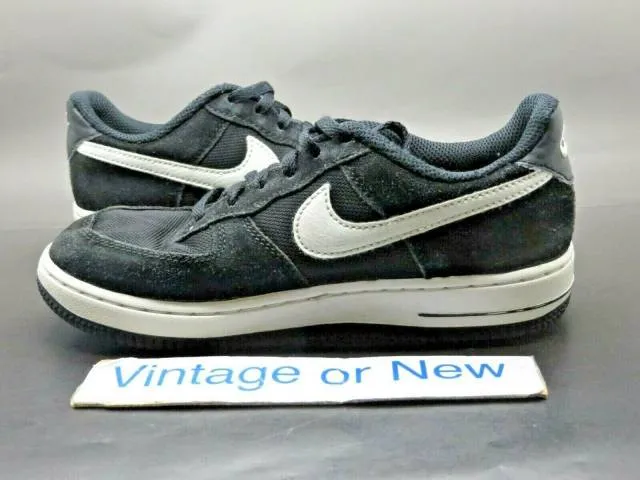 Nike Air Force 1 Low Black White Suede Mesh Preschool PS...