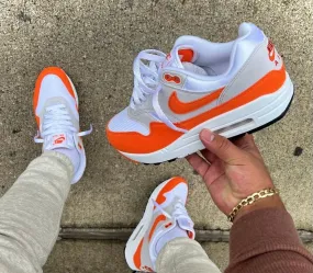 NIKE AIR MAX 1 WOMENS WHITE ORANGE