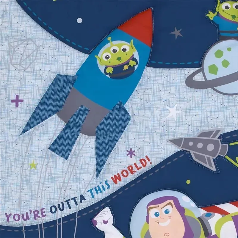 Nojo - Disney Toy Story Outta This World Blue and Gray Buzz Lightyear 4 Piece Nursery Crib Bedding Set - Comforter, Fitted Crib 