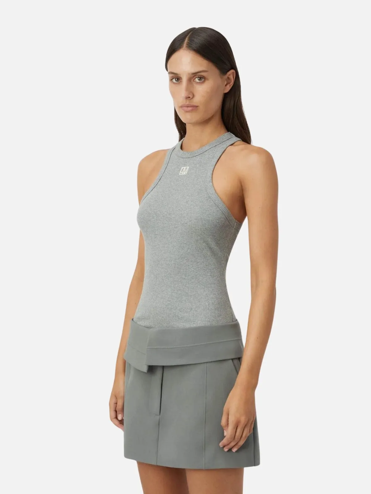 Nora Rib Tank - Grey Marle