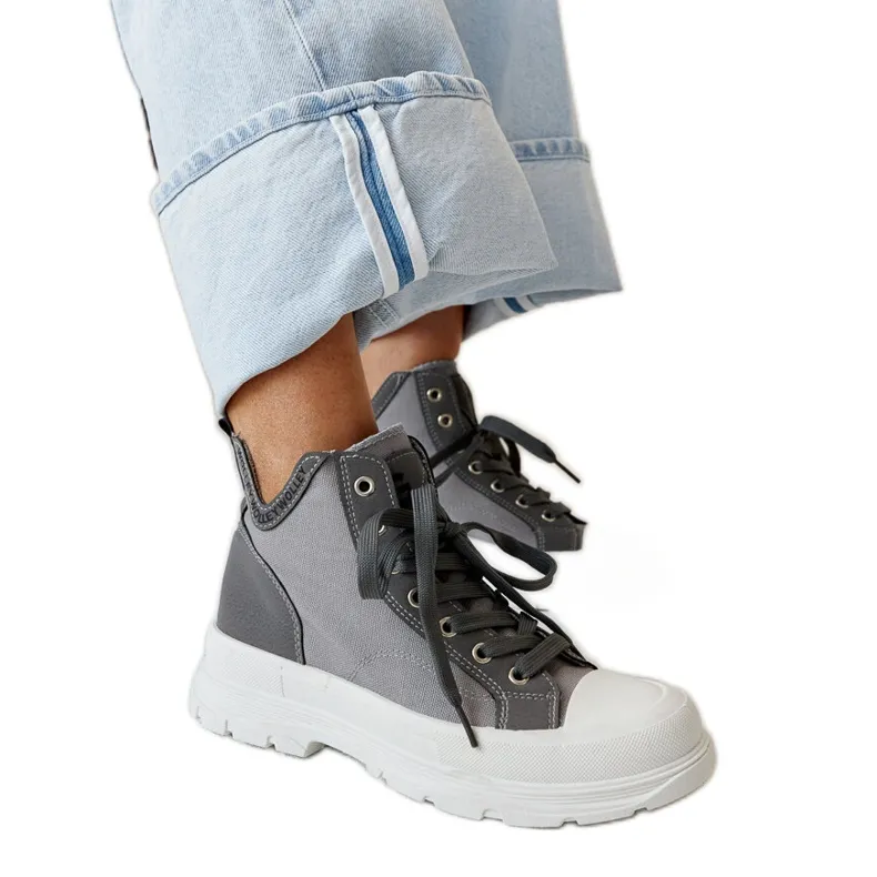 Nura high gray sneakers with indentations grey