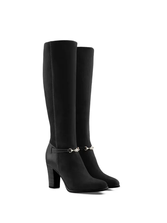 Octavia black Heeled Knee-high Boots        - Regular Fit