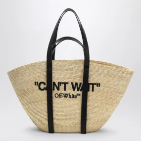 Off White    Off White™ Can't Wait Media Tote In Raffia