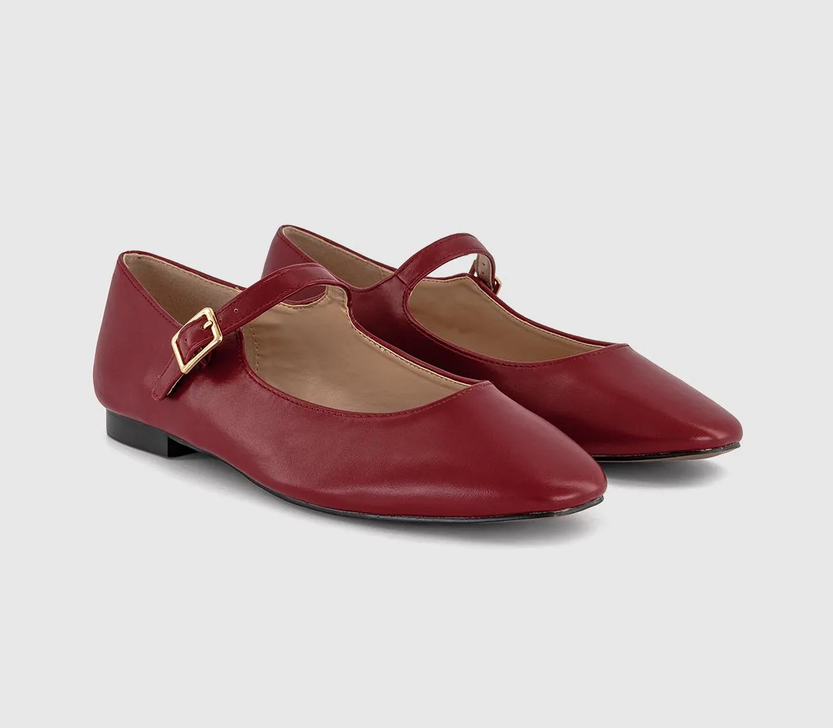 OFFICE Fuschia Single Strap Mary Jane Ballet Flats Red