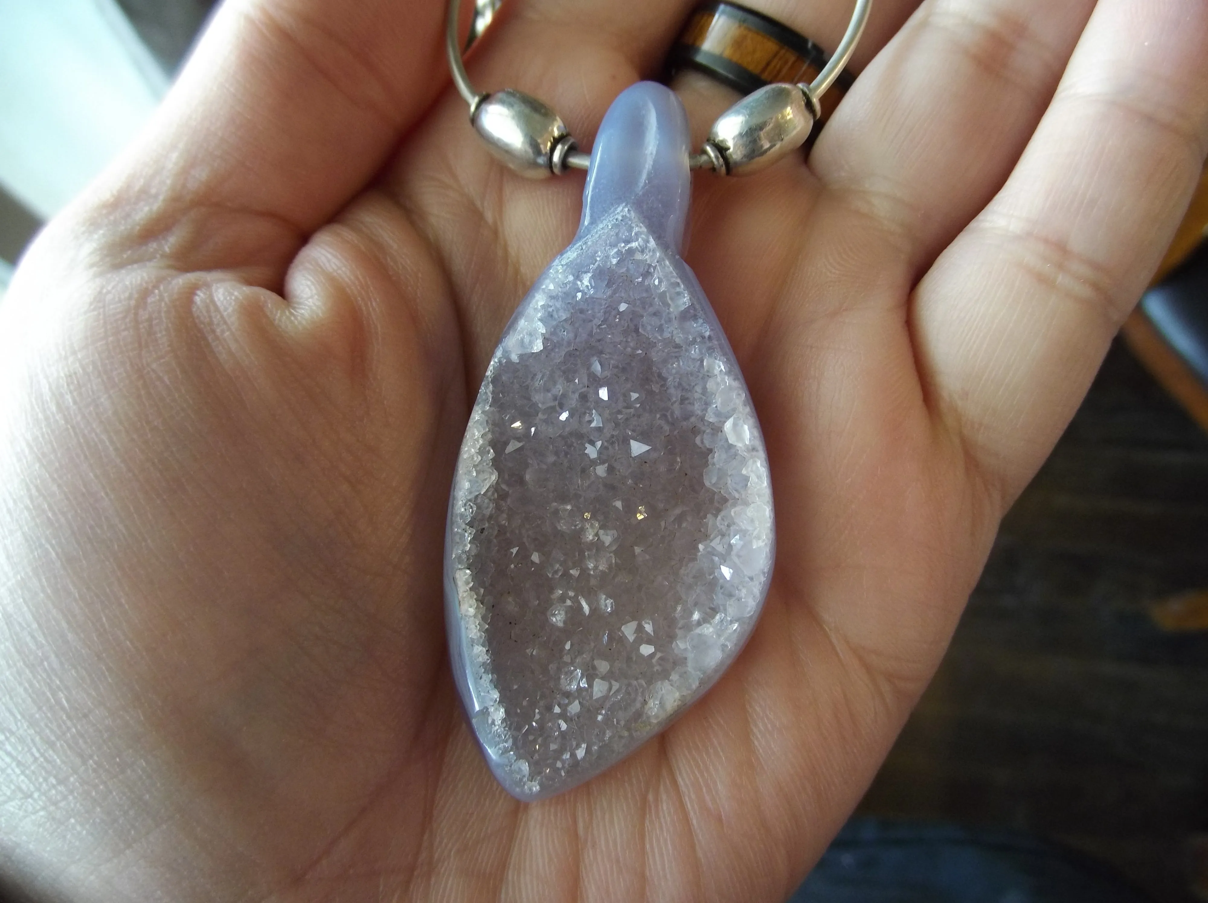 ONE OF A KIND PURPLE CHALCEDONY DRUZY PENDENT