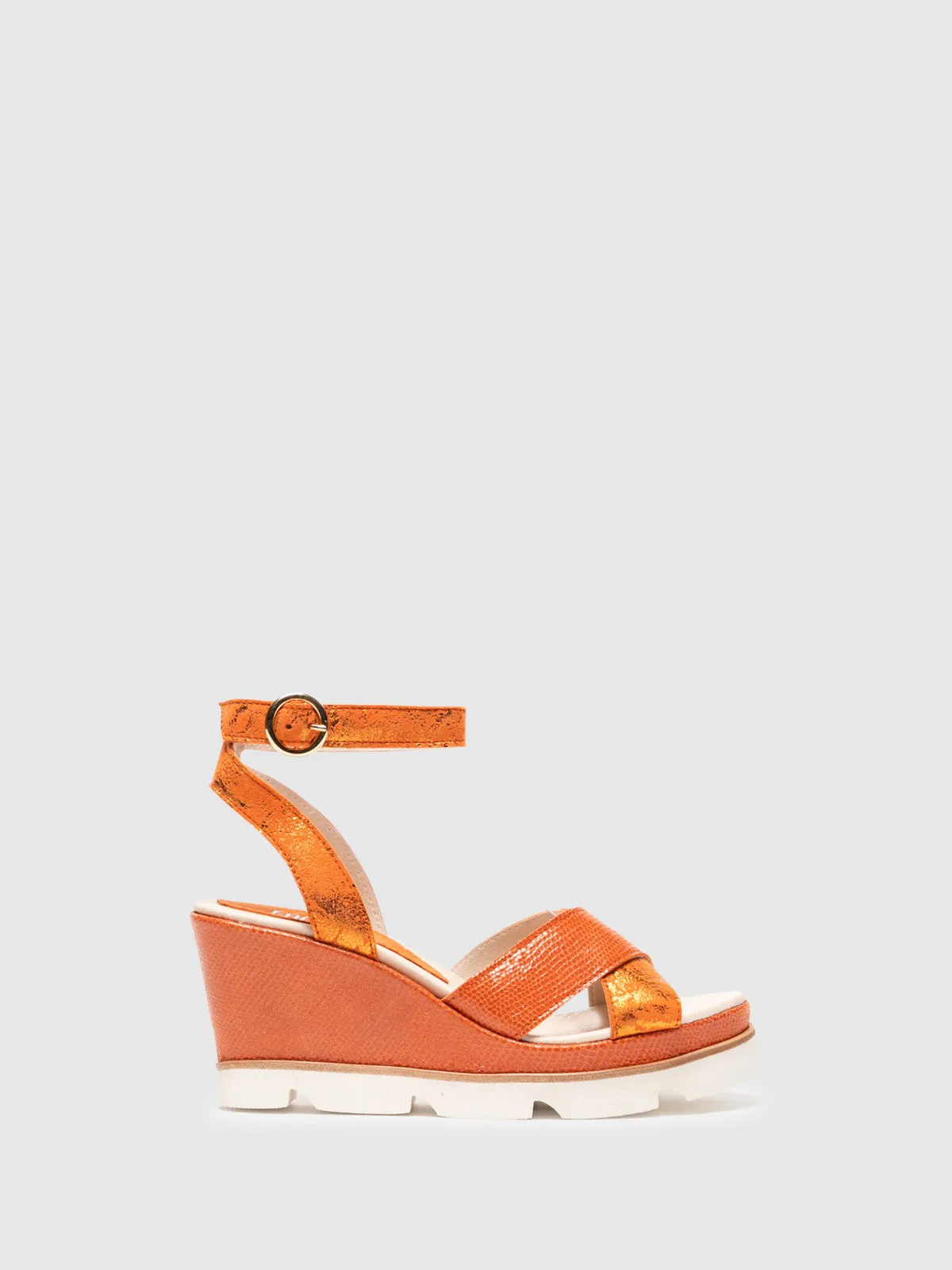 Orange Ankle Strap Sandals