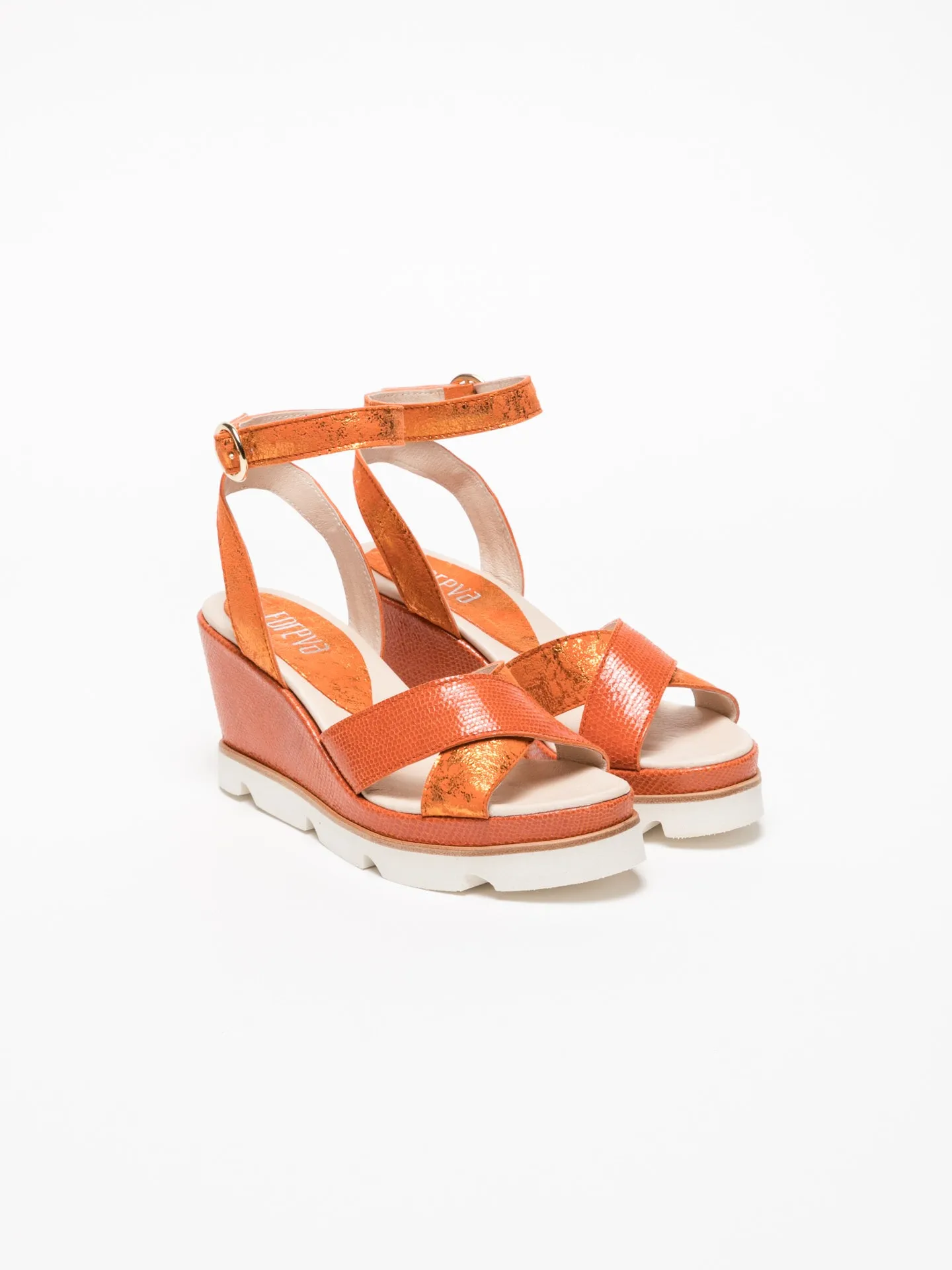 Orange Ankle Strap Sandals