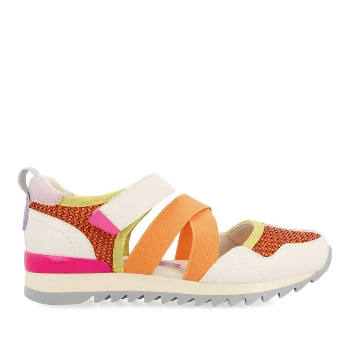 ORANGE OPEN SNEAKERS WITH MULTICOLOR DETAILS FOR GIRL AND BOY ENSLEY