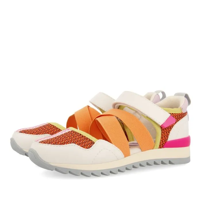 ORANGE OPEN SNEAKERS WITH MULTICOLOR DETAILS FOR GIRL AND BOY ENSLEY