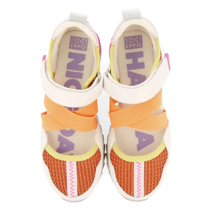 ORANGE OPEN SNEAKERS WITH MULTICOLOR DETAILS FOR GIRL AND BOY ENSLEY