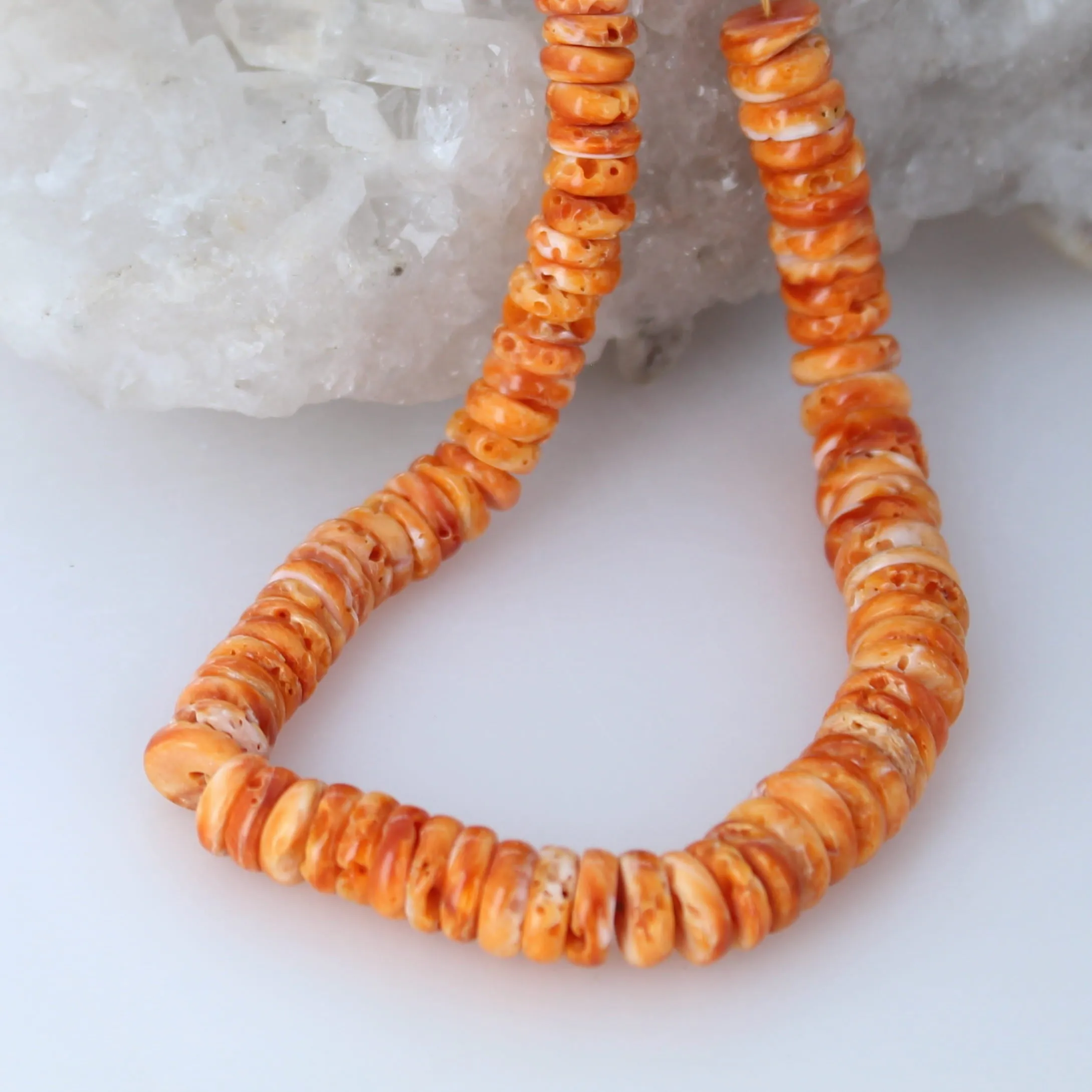 ORANGE SPINY OYSTER Beads Graduated Buttons 5-10mm 17