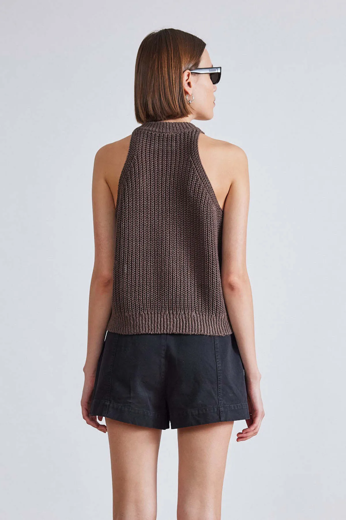 Ori Racer Linen Tank - Chocolate