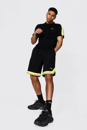 Original Man Tape Tee & Basketball Short Set | boohooMAN UK