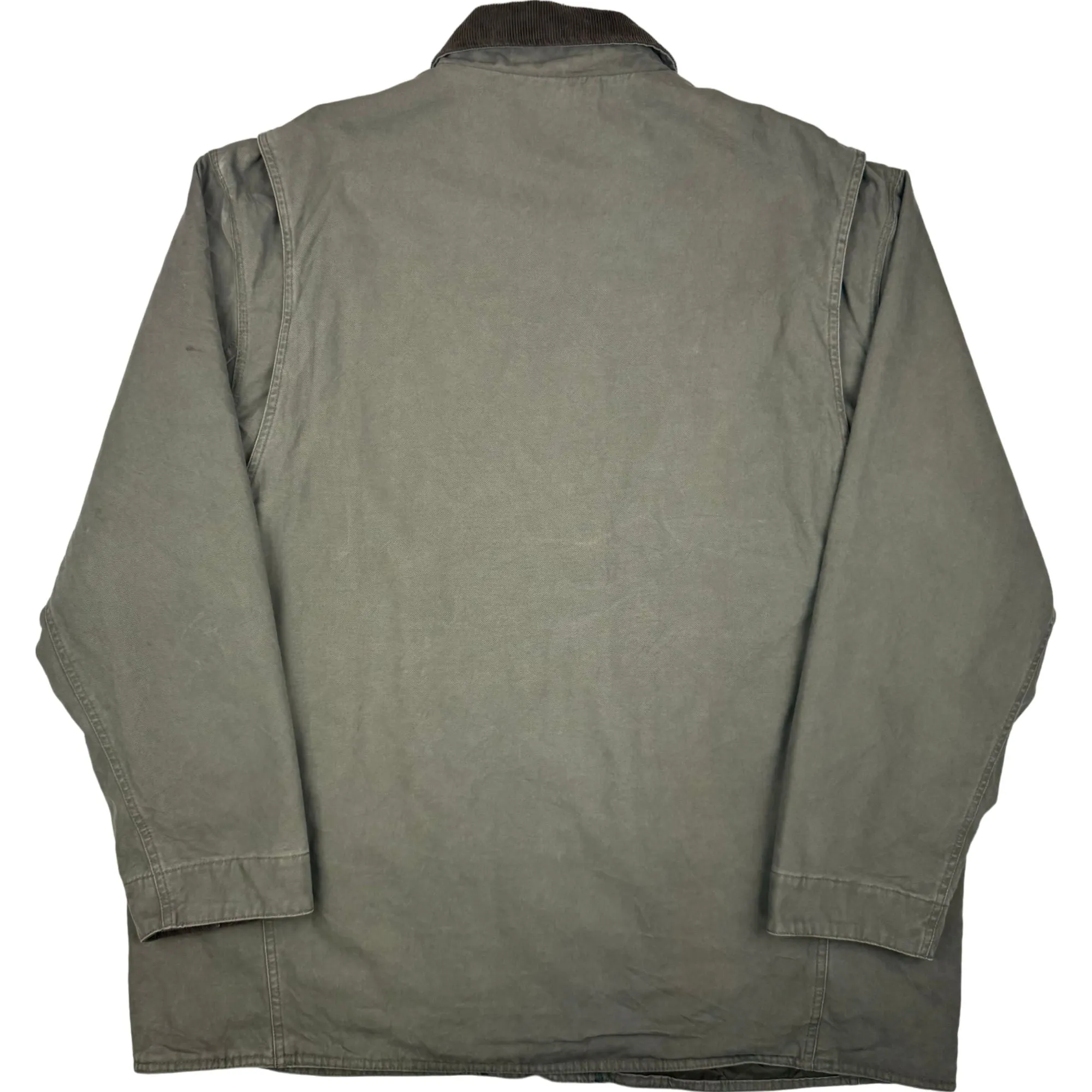 Orvis Quilted Lined Button-Up Chore Workwear Jacket Olive Green