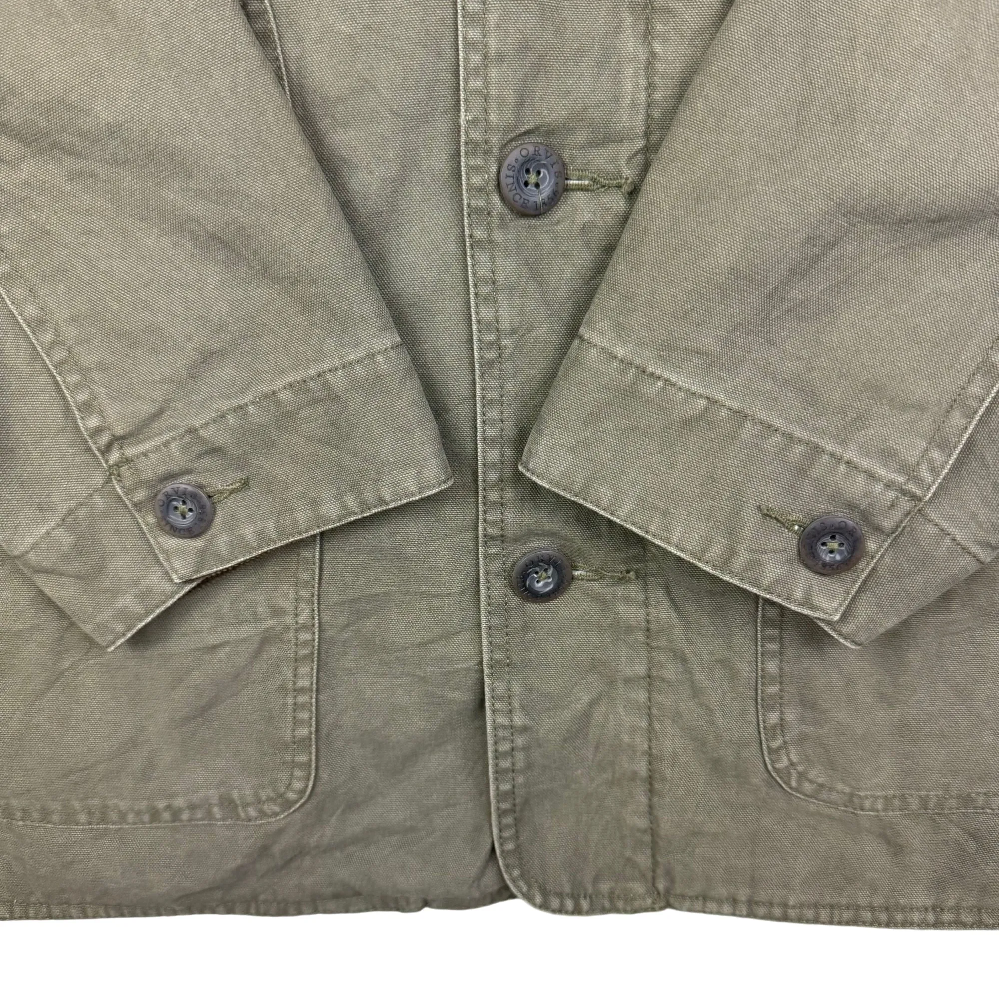 Orvis Quilted Lined Button-Up Chore Workwear Jacket Olive Green