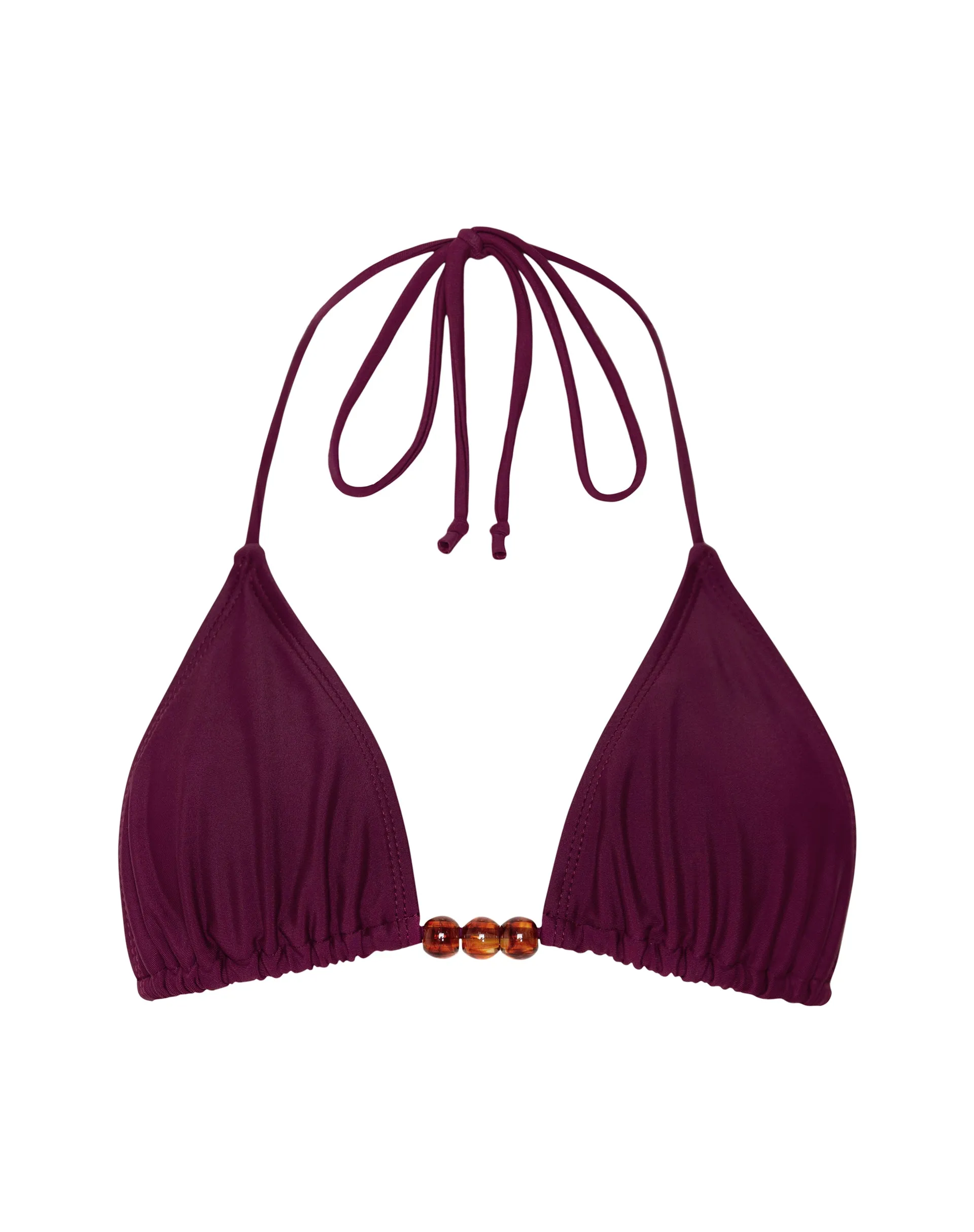 Pami Beaded Bikini Top in Burgundy