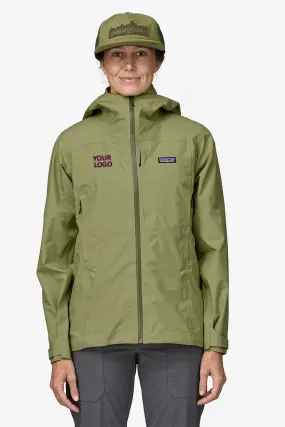 Patagonia Womens Boulder Fork Custom Rain Jackets, Green