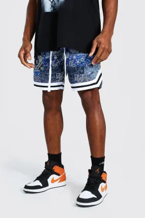 Patchwork Bandana Mesh Basketball Short