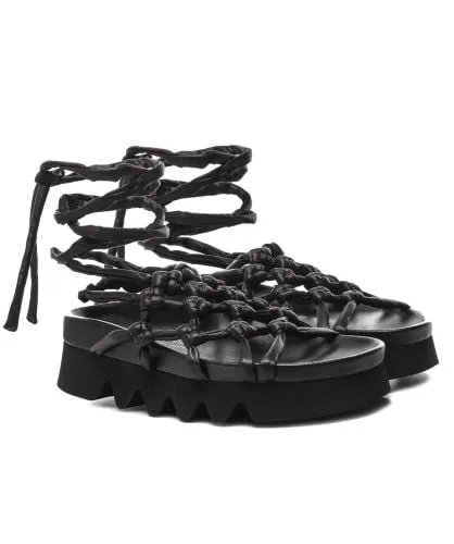 Patrizia Bonfanti Black Alison Woven Leather Sandals | Jules B