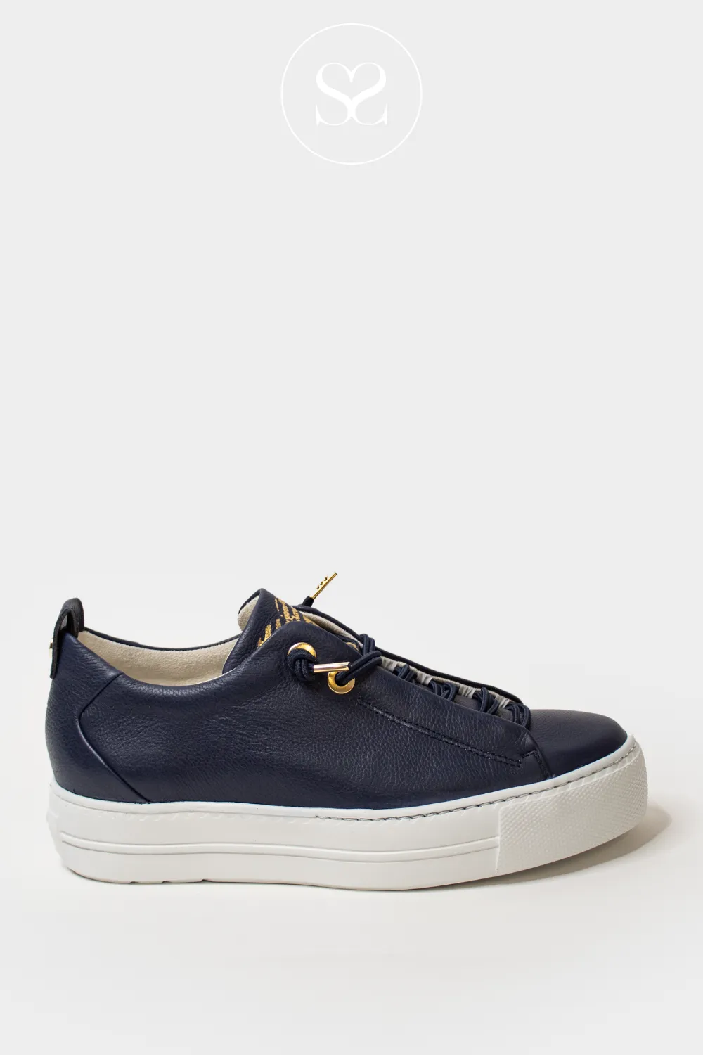 PAUL GREEN 5017 NAVY SLIP ON PLATFORM TRAINERS