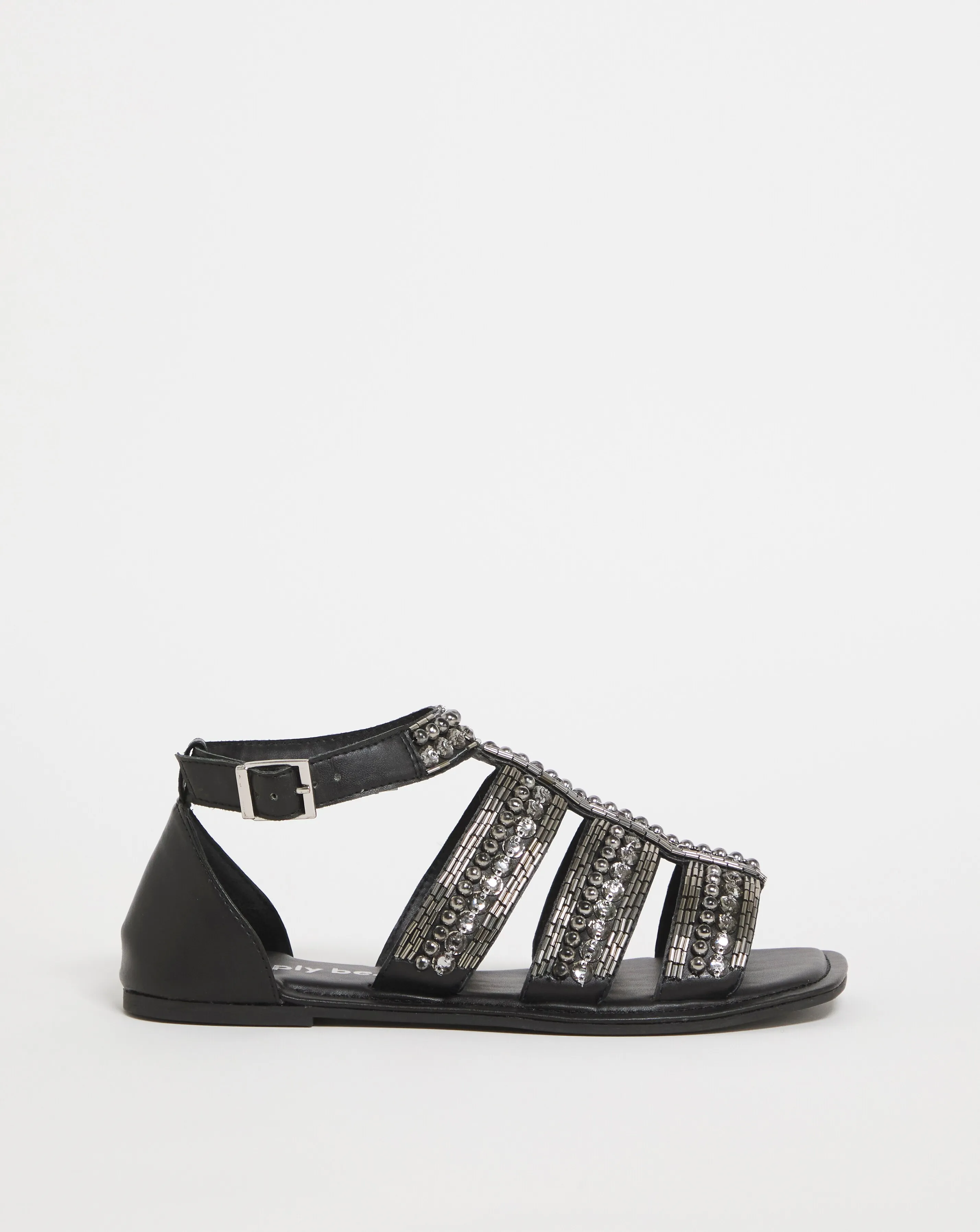 Pearl Beaded Embellished Flat Sandals Wide Fit | Simply Be