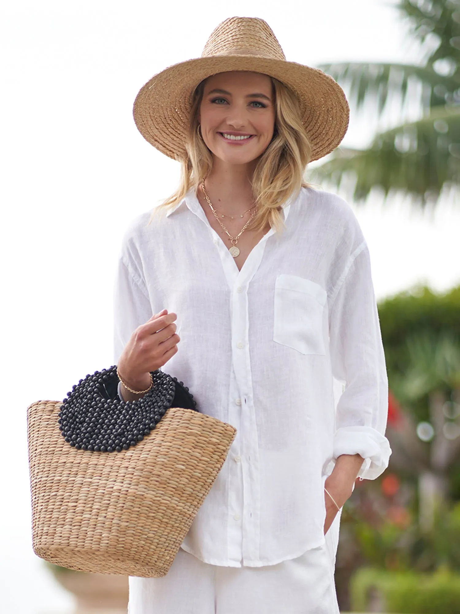 Pebble Raffia Tote