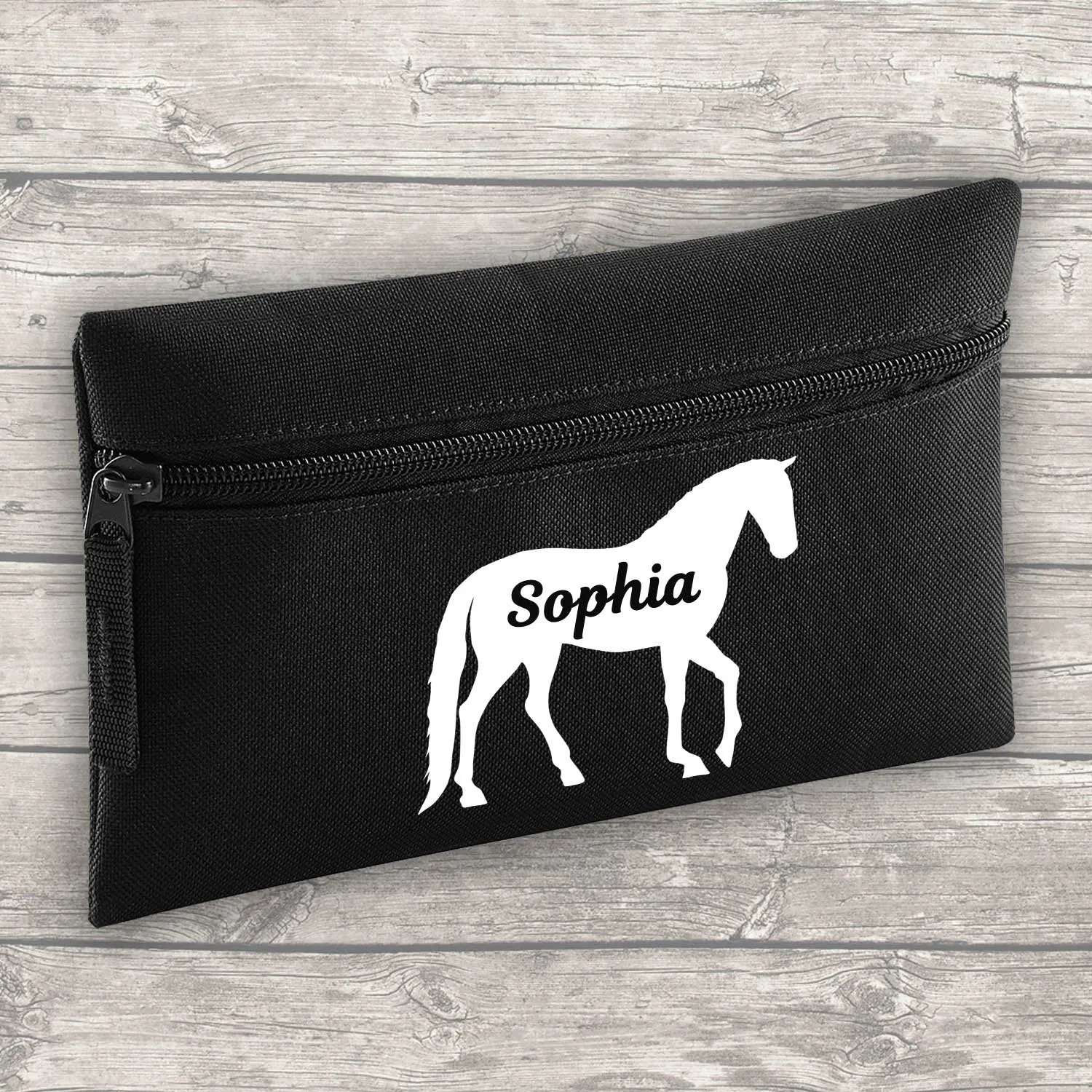 Personalised Horse 9 Litre Backpack Water Bottle and Lunch Bag and FREE Pencil Case Back To School Black Backpack Kids Mini Size
