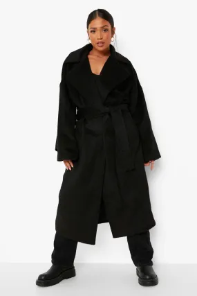 Petite Belted Wool Look Coat