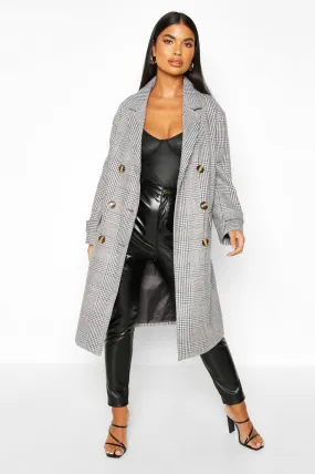 Petite Prince of Wales Check Wool Look Coat