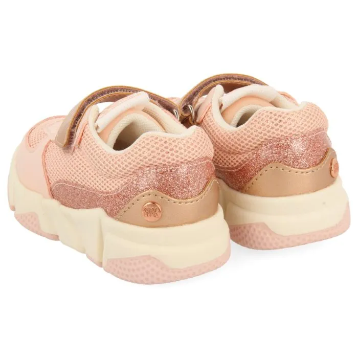 PINK GLITTER SNEAKERS WITH METALLIC DETAILS AND VOLUMINOUS SOLE FOR BABY SUTERA