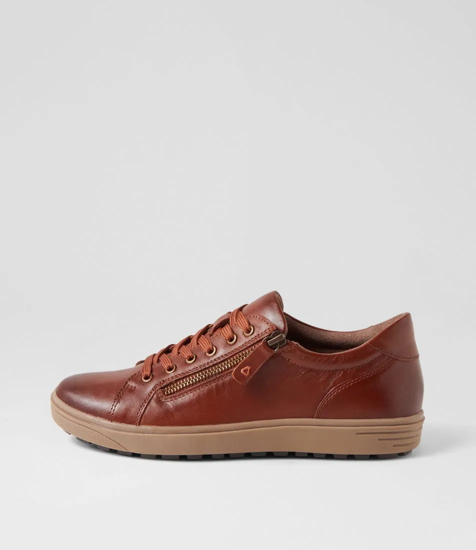 PLANET Kayce Cognac Leather Sneakers