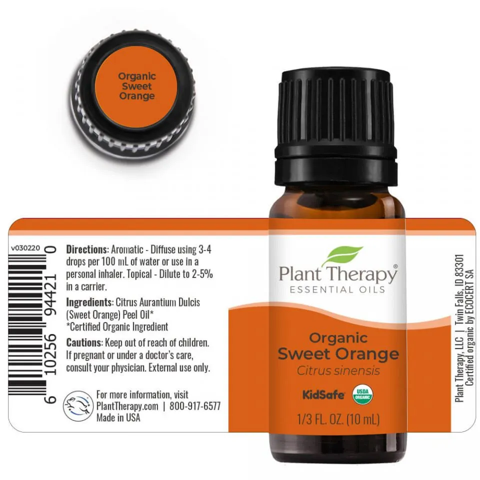 Plant Therapy Orange Sweet Organic Essential Oil