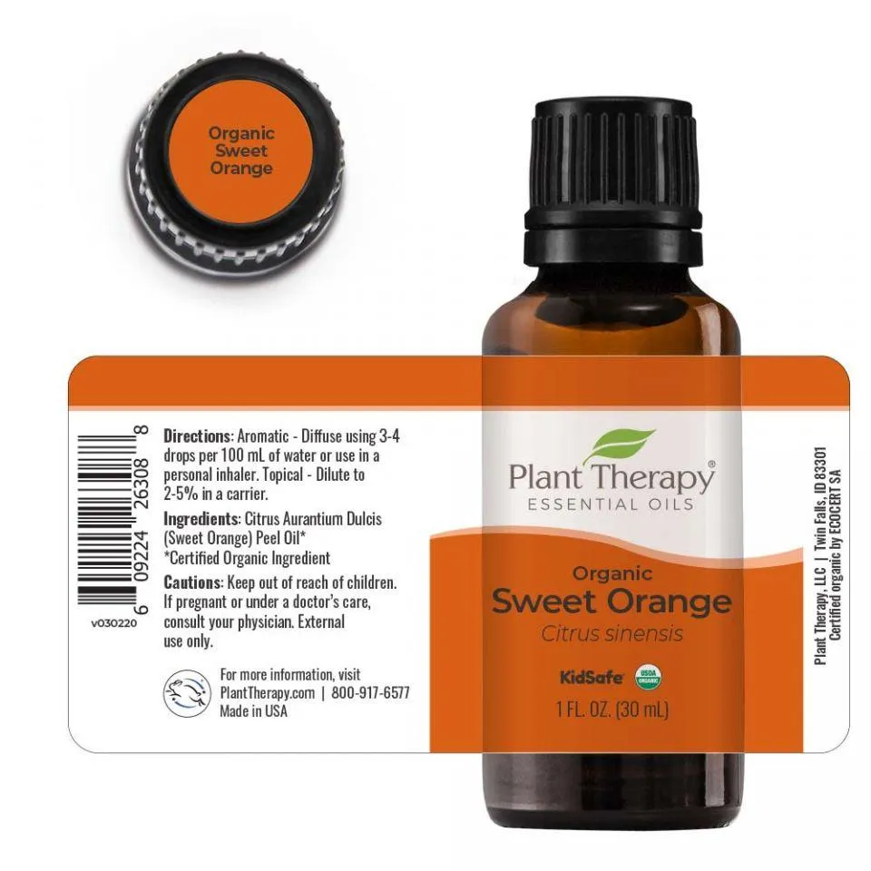 Plant Therapy Orange Sweet Organic Essential Oil