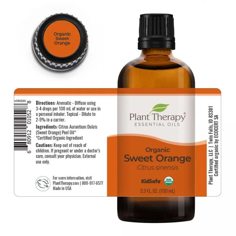 Plant Therapy Orange Sweet Organic Essential Oil