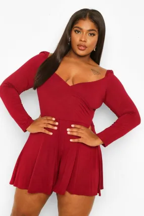 Plus Jersey Long Sleeve Flippy Romper