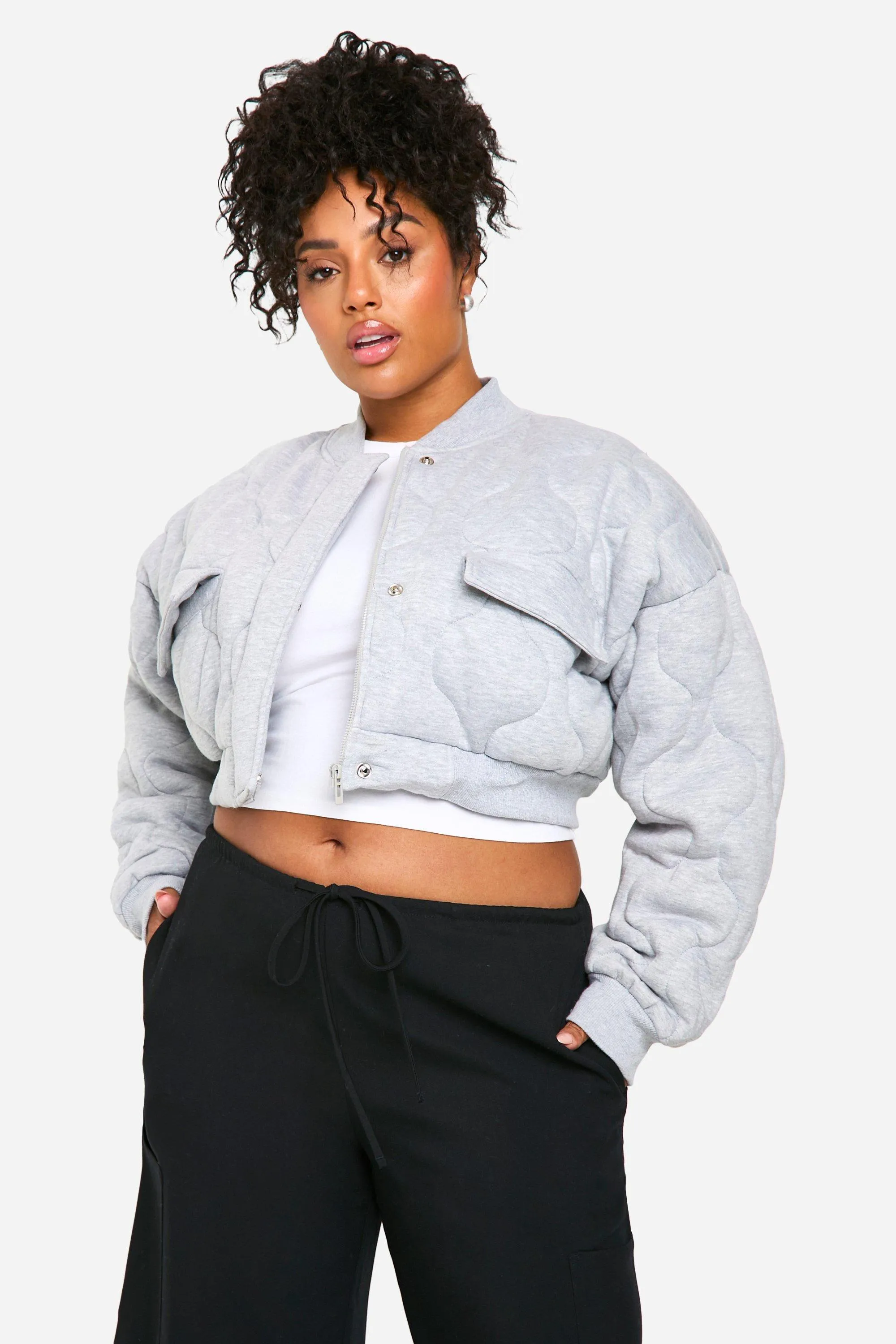 Plus Onion Quilt Bomber Jacket